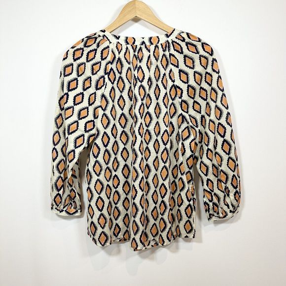 Womens Nic and Zoe Medium Geometric Top Blouse 100% Cotton Ethically Made - Picture 6 of 12
